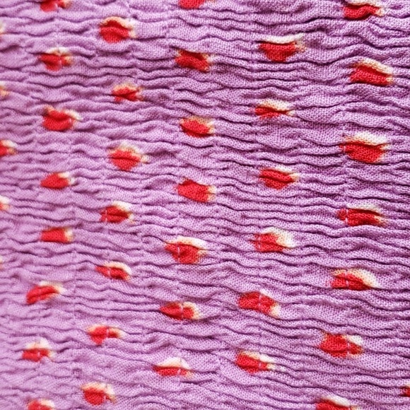 Ava & Viv Purple with Red Polka Dot Ruffle Short Sleeve Side Slit Dress Size 4X - Picture 9 of 11